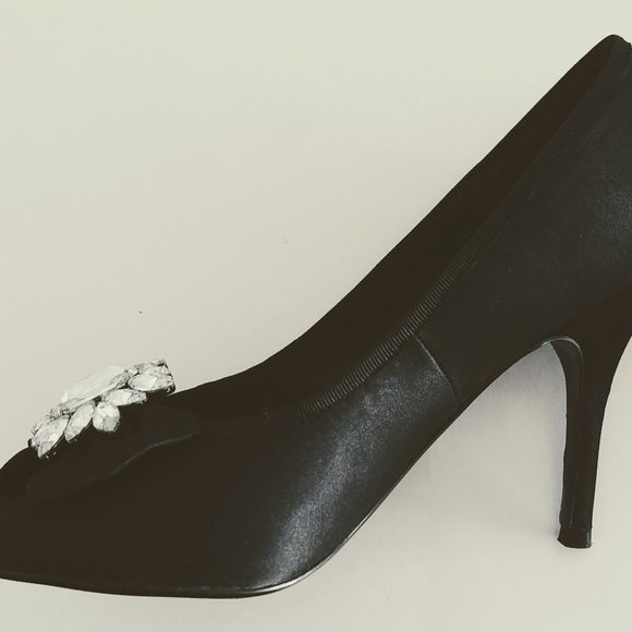 Black peep toe with rhinestone - Picture 1 of 2